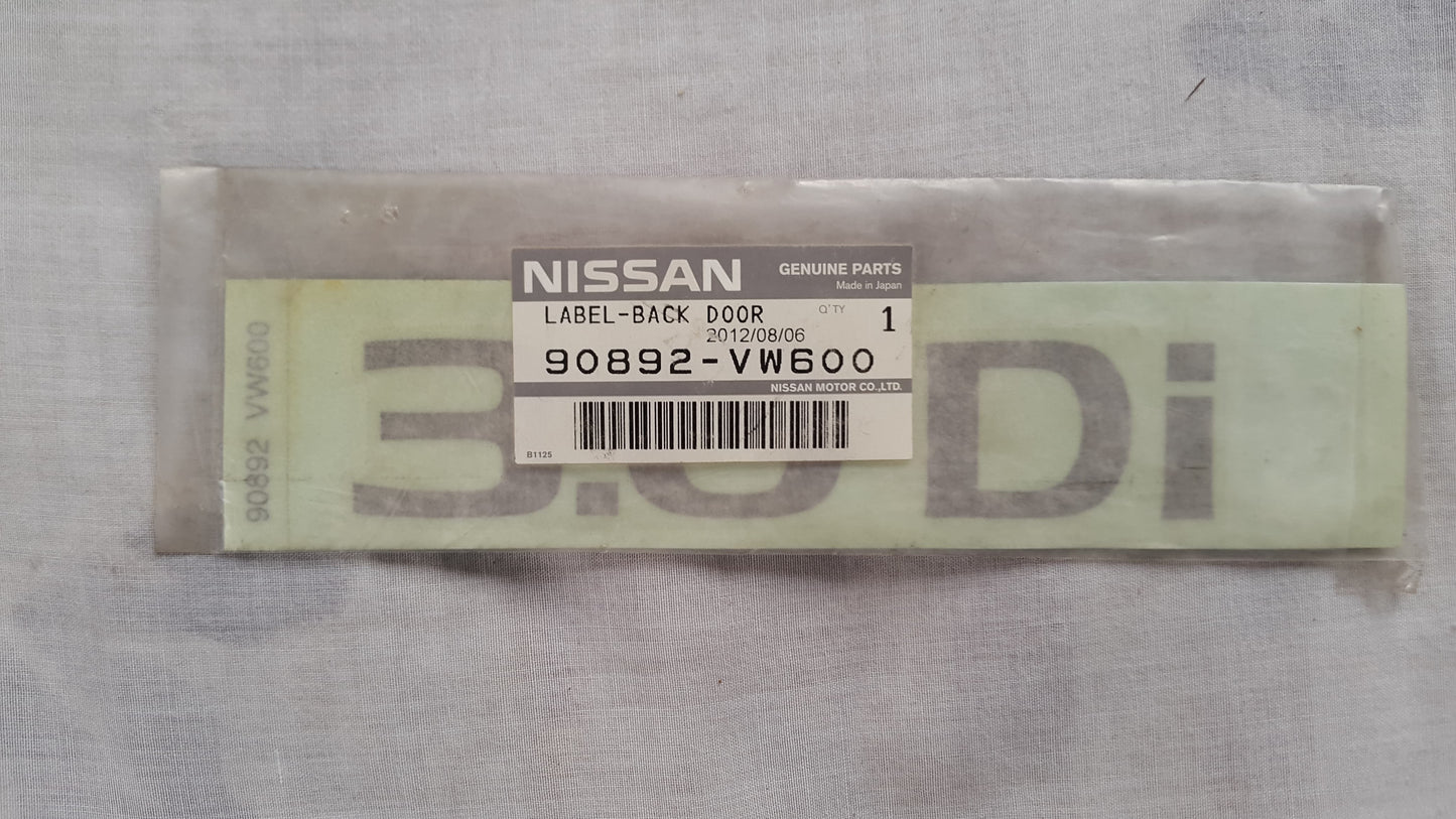 Etiqueta de compuerta “3.0 Di” para Nissan Urvan ZD30