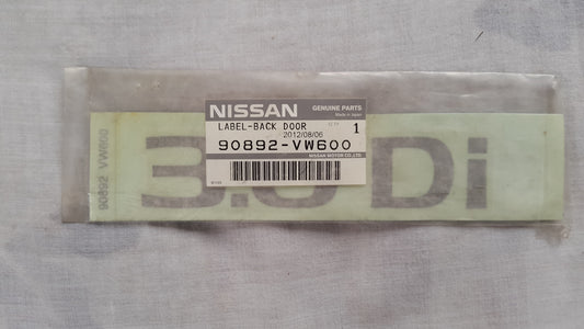 Etiqueta de compuerta “3.0 Di” para Nissan Urvan ZD30